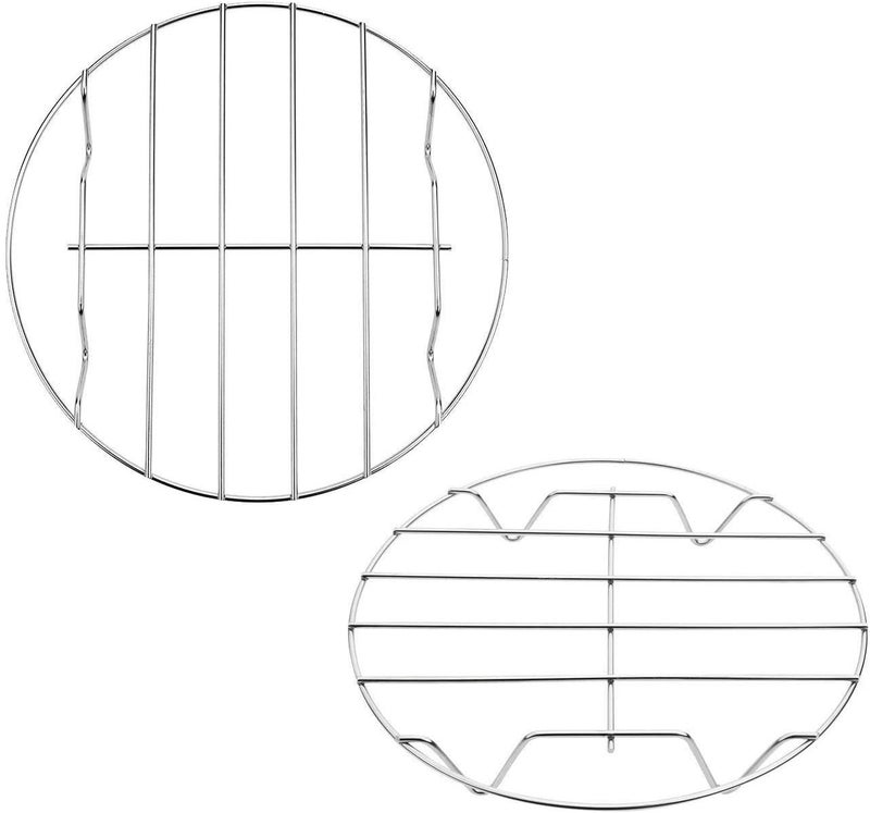 TamBee 2Pcs Cooking Rack Round 304 Stainless Steel Cooling Racks Baking and Cooling Steamer Rack w Stand Cookware for Air Fryer Pressure Cooker Canning (7&8 Inch) - Image 1